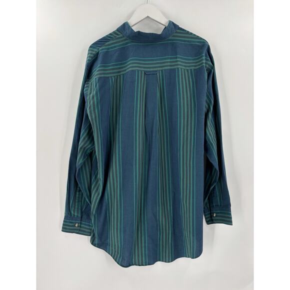 McGregor Classics Button Down Shirt Mens 2XL XXL Blue Green Striped Long Sleeves - Picture 8 of 16